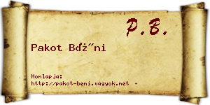 Pakot Béni névjegykártya